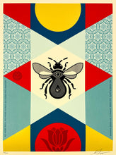 Load image into Gallery viewer, Bee Geometric (Blue) Print Shepard Fairey
