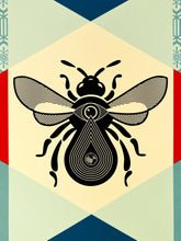 Load image into Gallery viewer, Bee Geometric (Blue) Print Shepard Fairey