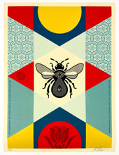 Load image into Gallery viewer, Bee Geometric (Blue) Print Shepard Fairey