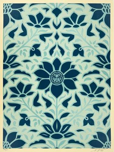 Obey Deco Floral Pattern (Blue) Print Shepard Fairey