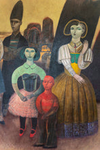 Load image into Gallery viewer, Paisaje Con Personaje Y Niño En Rojo Painting Gonzalo Cienfuegos