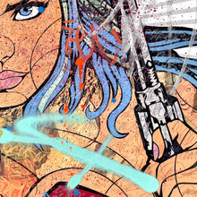 Load image into Gallery viewer, Wonder Woman With a Gun (1/1) Print - Hand Embellished Dillon Boy