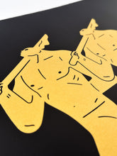 Load image into Gallery viewer, Whistle While You Work (Black and Gold) Print Cleon Peterson
