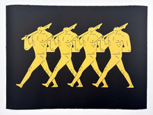 Load image into Gallery viewer, Whistle While You Work (Black and Gold) Print Cleon Peterson
