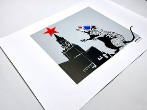 3D Red Square Rat Print Banksy