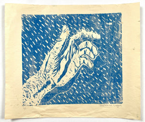 Blue Hand Rain Print - Hand Embellished Madeleine Logan