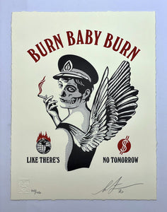 Burn Baby Burn Letterpress Print Shepard Fairey
