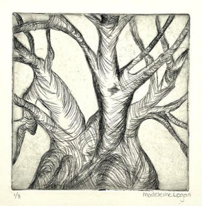 Etching Tree Print - Hand Embellished Madeleine Logan