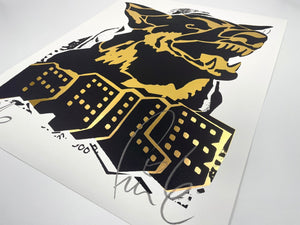 Faile Dog (Gold/Black) Print FAILE
