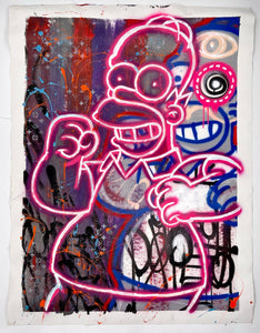 Homer Simpson - Louis Vuitton (Double Neon Series) Painting Jago Oner