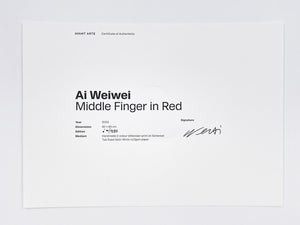 Middle Finger in Red Print Ai Weiwei
