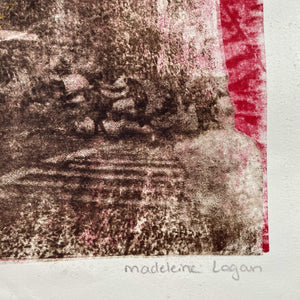 Mirror - Monotype Print - Hand Embellished Madeleine Logan