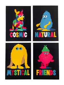 Mystical Natural Cosmic Friends (Set of 4 Prints) Print - Hand Embellished Dabs Myla