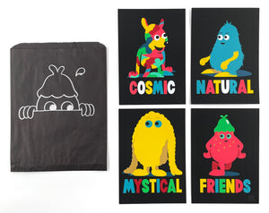 Mystical Natural Cosmic Friends (Set of 4 Prints) Print - Hand Embellished Dabs Myla