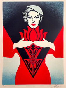Obey Noir Flower Woman (Red) Print Shepard Fairey