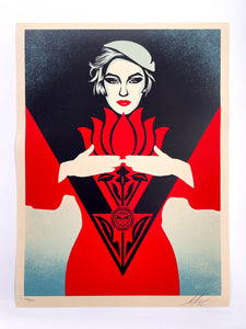 Obey Noir Flower Woman (Red) Print Shepard Fairey