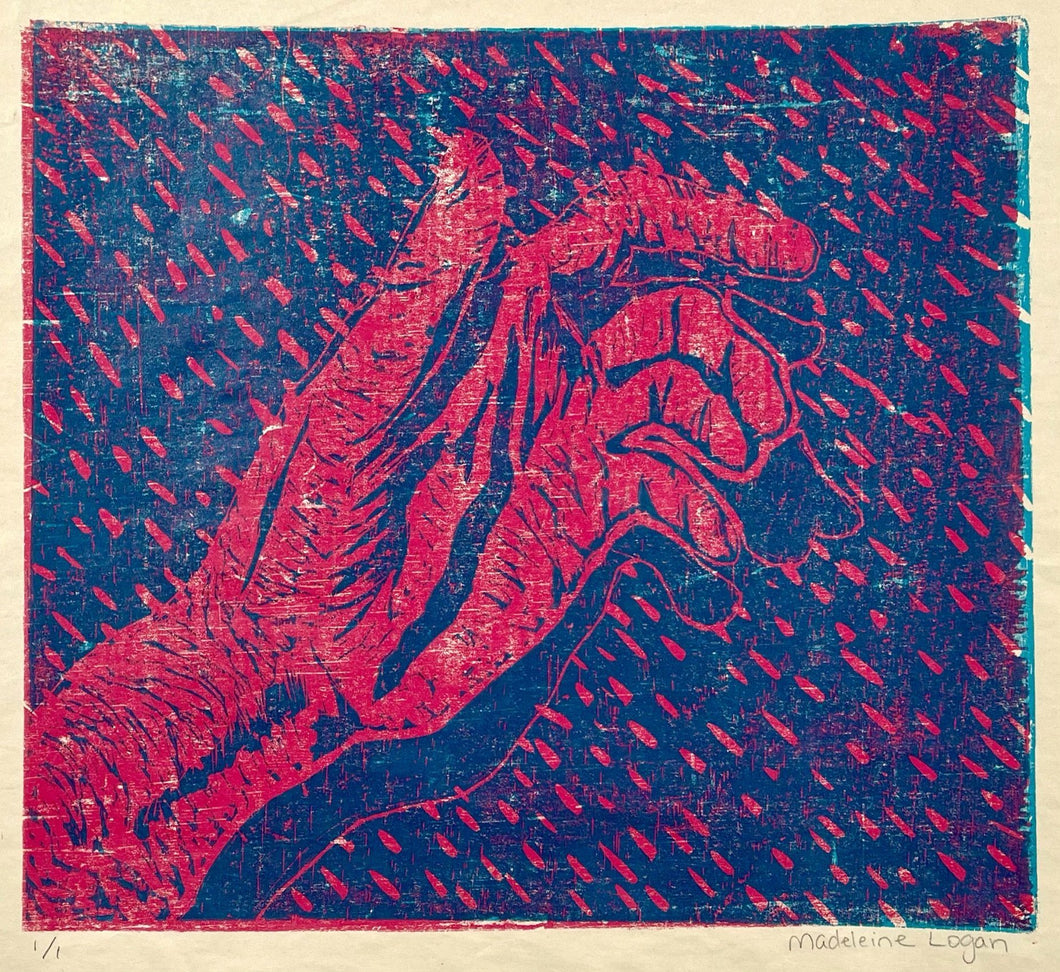 Red Hand Rain Print - Hand Embellished Madeleine Logan